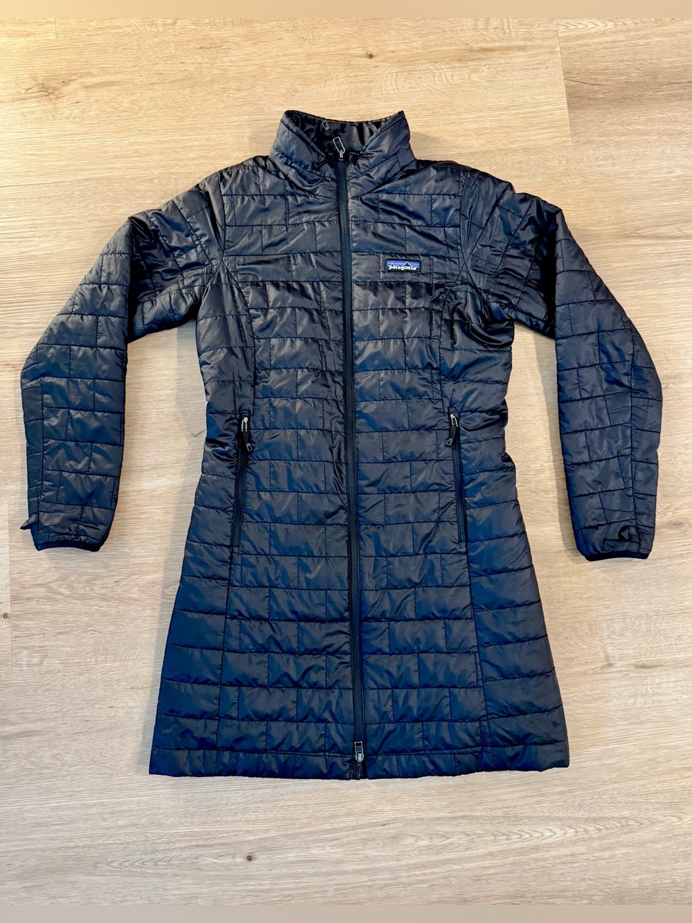 Patagonia Women’s Nano Puff Parka Black Quilted Long Jacket Size Small